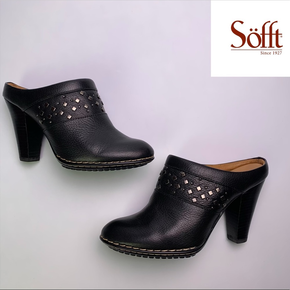 SOFFT Leather Studded Stitched Clogs
